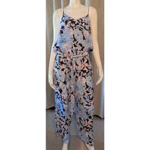 Lilly Pulitzer Large Dusk Jumpsuit Bright Navy Amore Please Sze L Belt Adj Strap